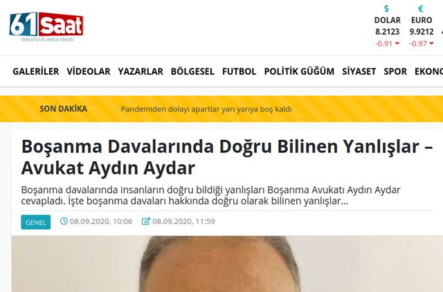 61Saat: Boşanma Davalarında Doğru Bilinen Yanlışlar – Avukat Aydın Aydar