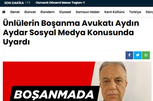 Akasyam: Ünlülerin Boşanma Avukatı Aydın Aydar Sosyal Medya Konusunda Uyardı